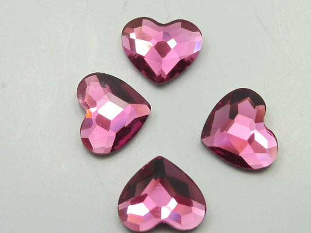 12pcs. HEART 6mm FUCHSIA FLATBACK European Rhinestones